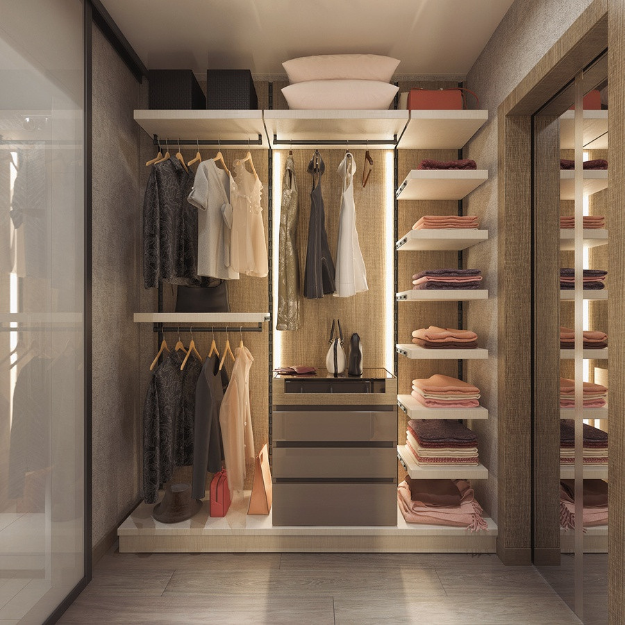 Kích thước phòng thay đồ nhỏ: Tiêu chuẩn, cách tối ưu không gian